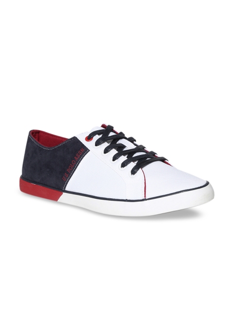 

U.S. Polo Assn. Men White & Navy Blue Colourblocked Sneakers