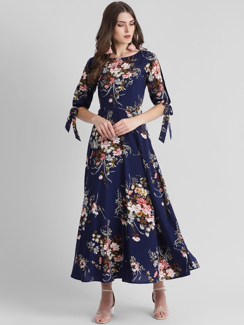 

Zink London Women Printed Navy Blue Maxi Dress