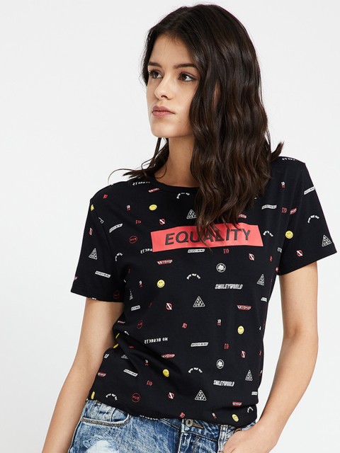 

Smiley World Women Black Printed Top
