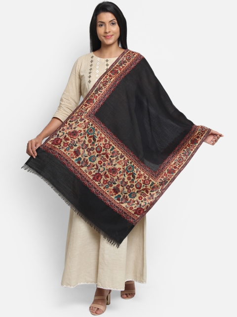 

Anekaant Women Black & Beige Woven Design Pure Woolen Paisley Shawl, Multi