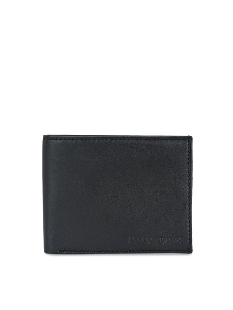 

Calvadoss Men Black Textured Premium Leather Two Fold Wallet