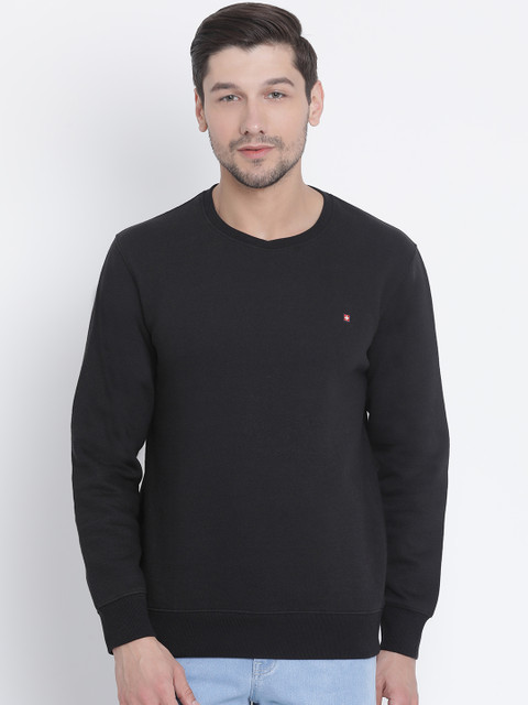 

SWISS MILITARY Men Black Solid Sweatshirt