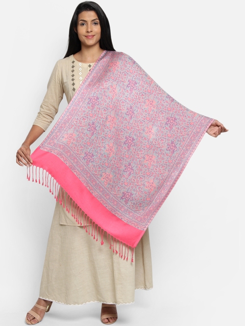 

Anekaant Women Pink Woven Design Viscose Rayon Paisley Shawl