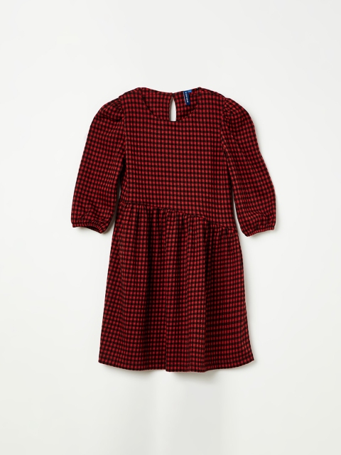

Fame Forever by Lifestyle Girls Red & Black Checked Fit and Flare Dress