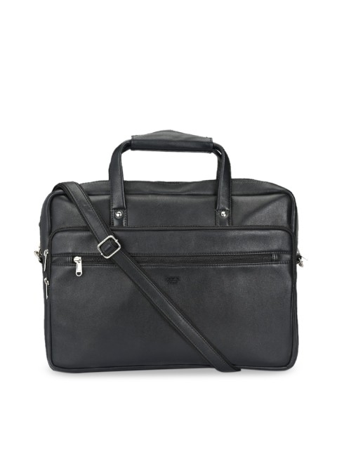 

Pacific Gold Unisex Black Solid Leather Laptop Bag