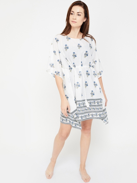 

Ginger by Lifestyle White & Blue Printed Nightdress