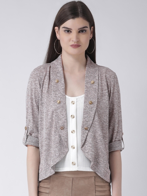 

Latin Quarters Women Mauve Solid Open Front Shrug