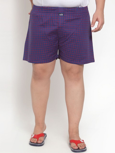 

plusS Men Red & Blue Checkered Pure Cotton Boxer MBX208E