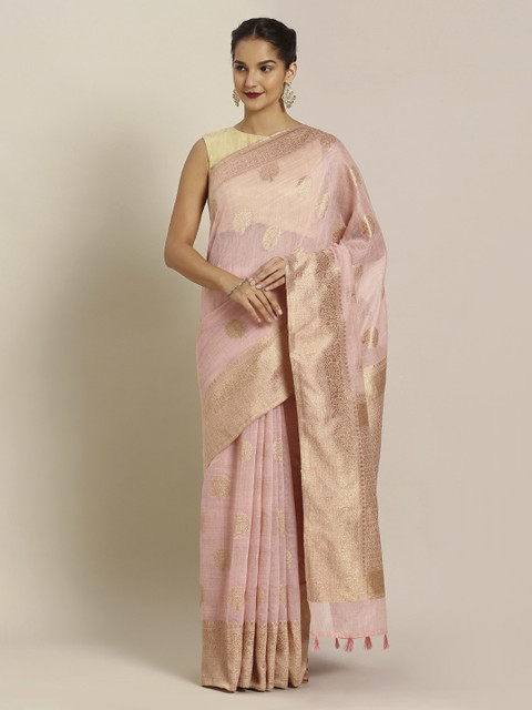 

Mitera Pink Silk Cotton Woven Design Banarasi Saree