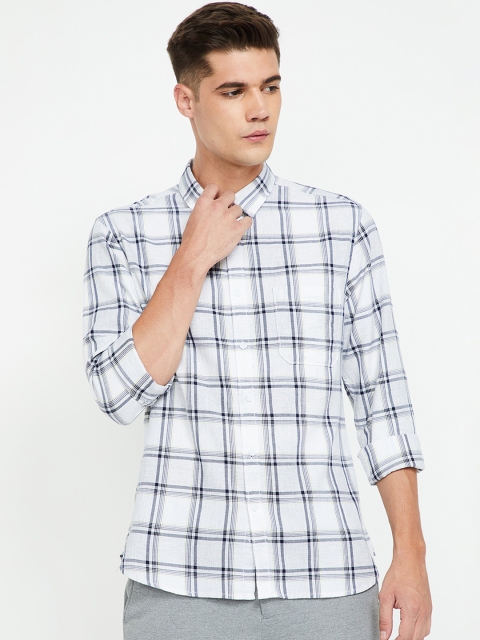 

CODE by Lifestyle Men Navy Blue & White Slim Fit Checked Casual Shirt