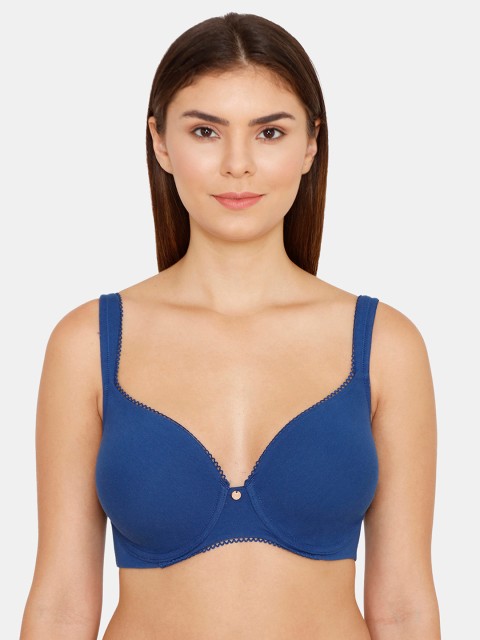 

Zivame Blue Solid Underwired Lightly Padded T-shirt Bra ZI1295FASHABLUE
