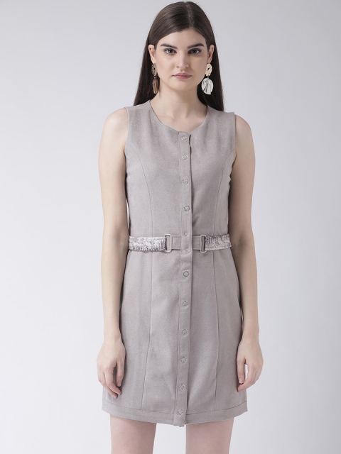 

Latin Quarters Women Grey Solid Sheath Dress