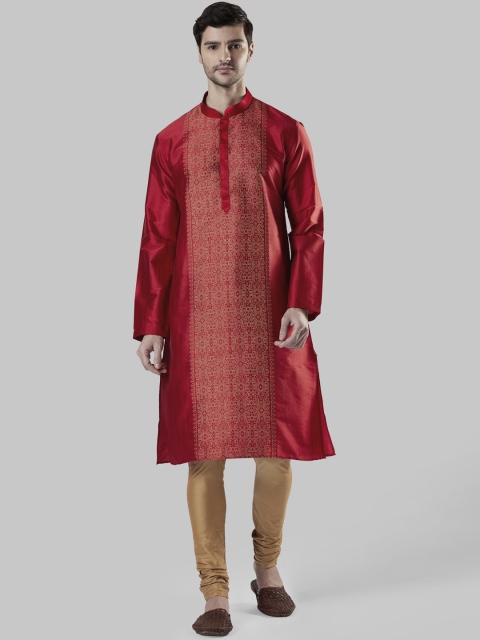 

Ethnix by Raymond Men Red Solid Anarkali Kurta