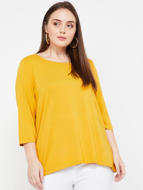 

nexus Plus Size Women Mustard Solid Top