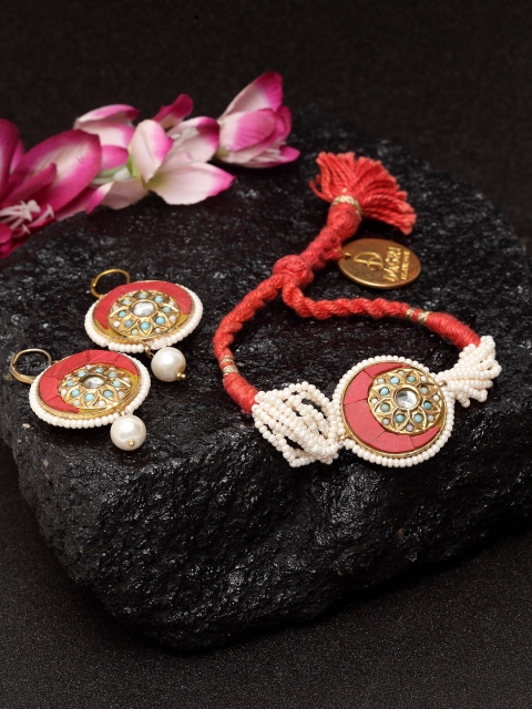 

Dugristyle Women Red & White Gold-Plated Jewellery Set