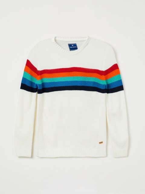 

Fame Forever by Lifestyle Boys White Striped Pullover Sweater