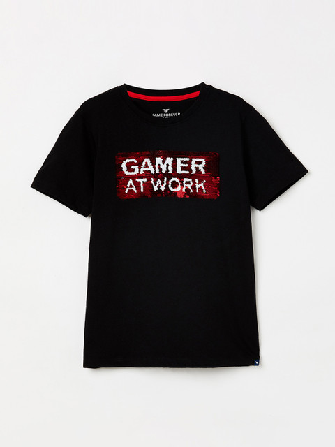 

Fame Forever by Lifestyle Boys Black Printed Round Neck T-shirt