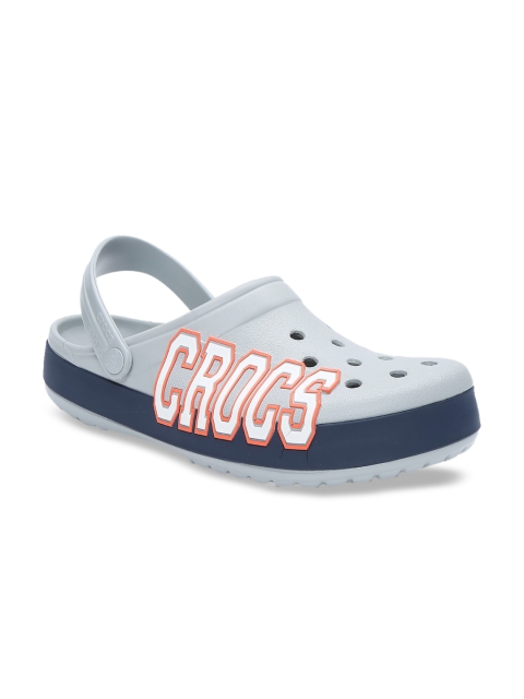 

Crocs Men Grey & Navy Blue Crocband Logo Clogs