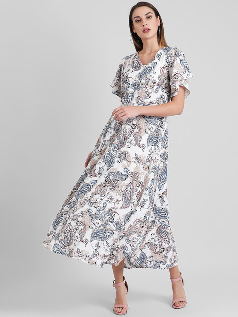 

Zink London Women Printed White Maxi Dress