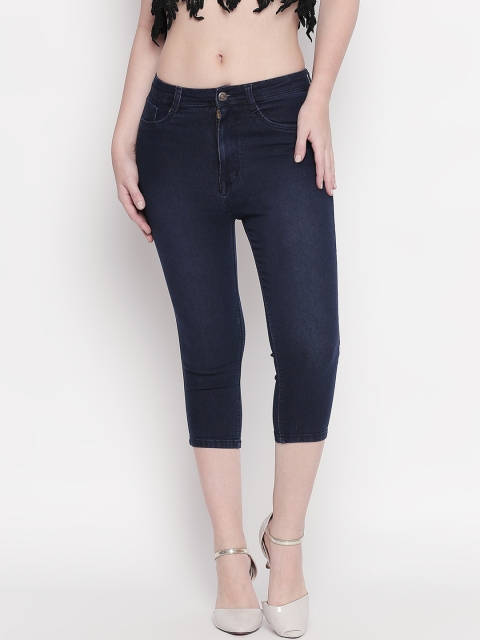 

fungus Women Blue Solid Slim Fit Denim Capris