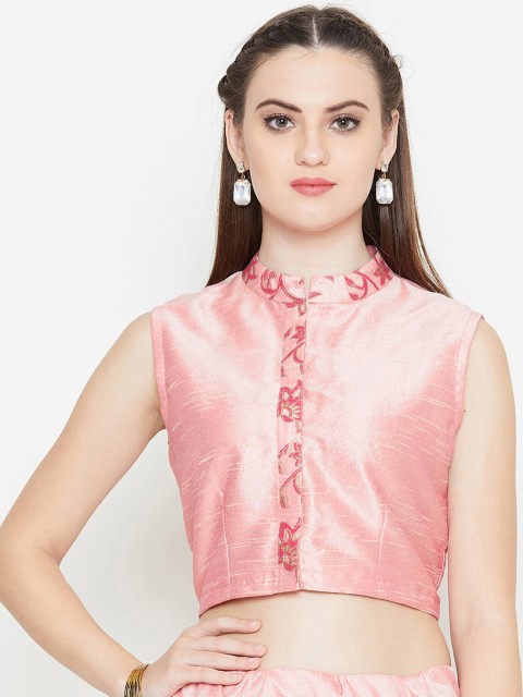 

studio rasa Women Dupion Printed Crop Top, Pink