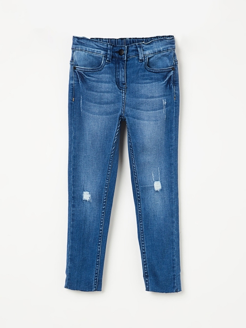 

Fame Forever by Lifestyle Girls Navy Blue Skinny Fit Mid-Rise Low Distress Jeans
