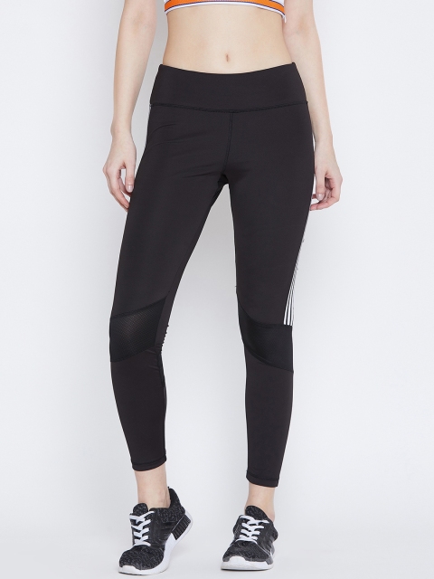 

PERFKT-U Women Black Solid Straight-Fit Panelled Training Tights