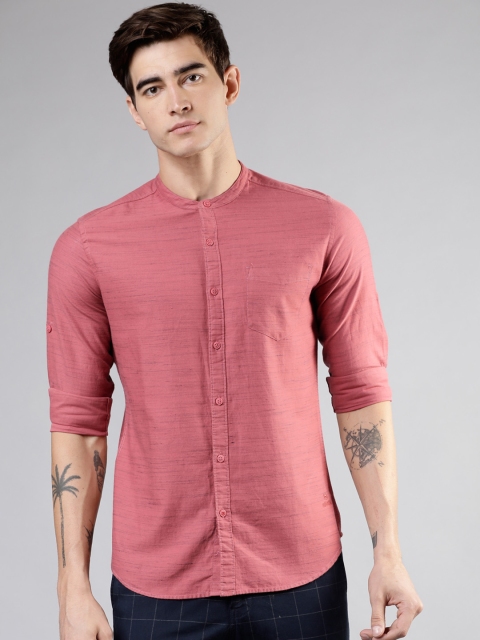 

Ecko Unltd Men Pink & Grey Slim Fit Solid Casual Shirt