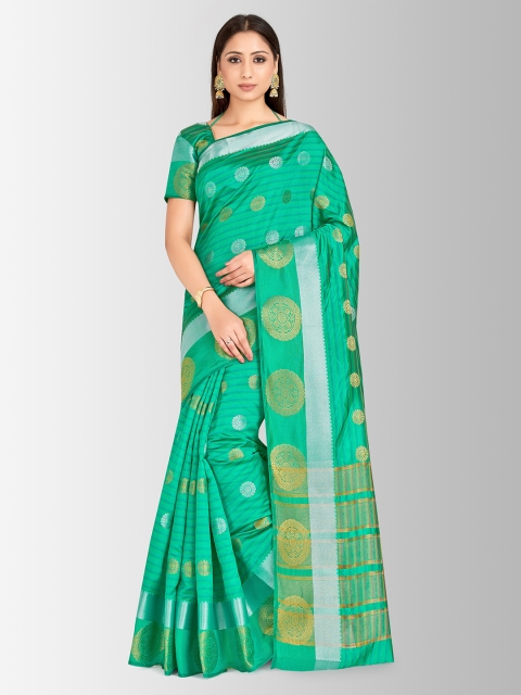 

MIMOSA Green Art Silk Woven Design Kanjeevaram Saree