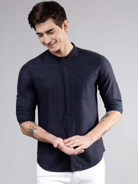 

Ecko Unltd Men Navy Blue & Red Slim Fit Solid Casual Shirt