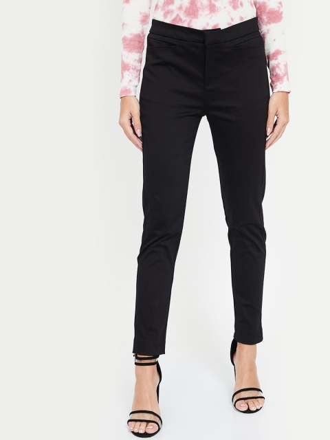 

CODE by Lifestyle Women Black Regular Fit Solid Regular Trousers