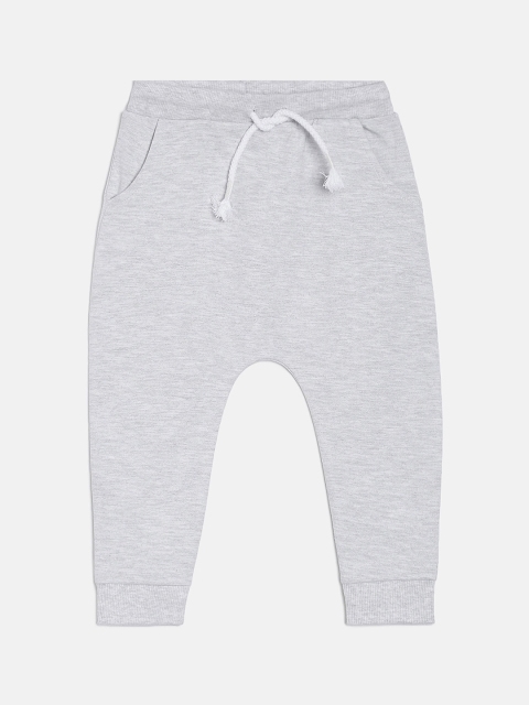 

MINI KLUB Boys Grey Melange Solid Pure Cotton Joggers