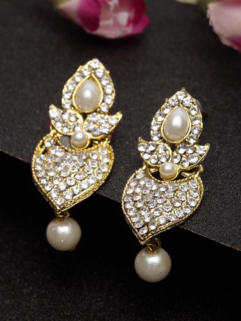 

Moedbuille Gold-Toned Teardrop Shaped Handcrafted Oxidised Drop Earrings