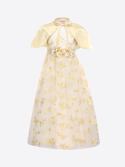 

CUTECUMBER Girls Cream-Coloured Embellished A-Line Dress