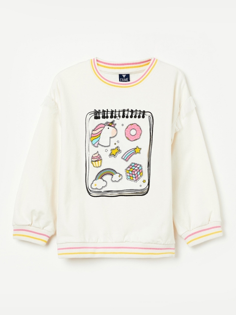 

Fame Forever by Lifestyle Girls Off-White Printed Sweatshirt