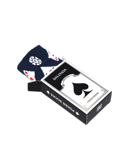 

Balenzia Men Navy Blue Patterned Calf-Length Special Edition Poker Socks