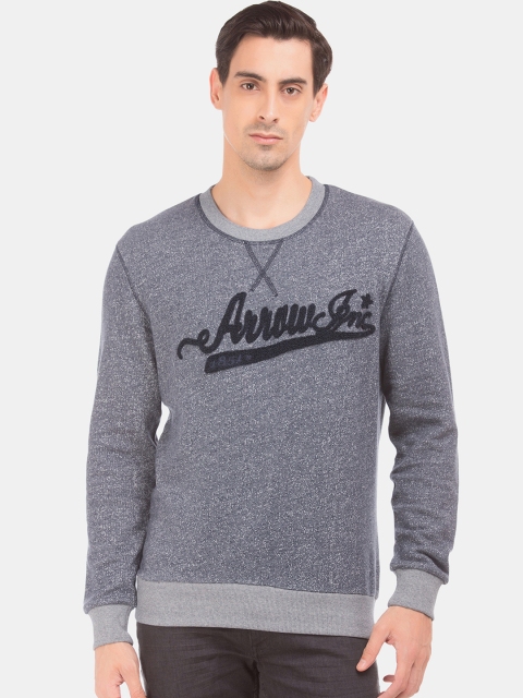 

Arrow Men Blue Self Design Pullover Sweatshirt