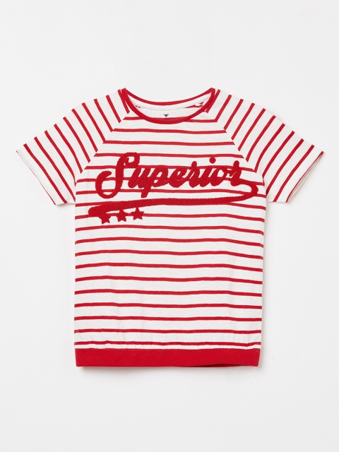 

Fame Forever by Lifestyle Girls White & Red Striped Round Neck T-shirt
