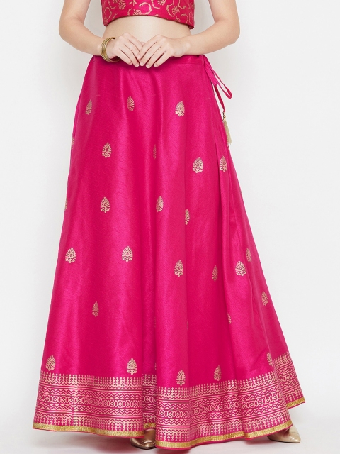 

Studio Rasa Women Fuchsia Pink Printed Flared Maxi Skirt