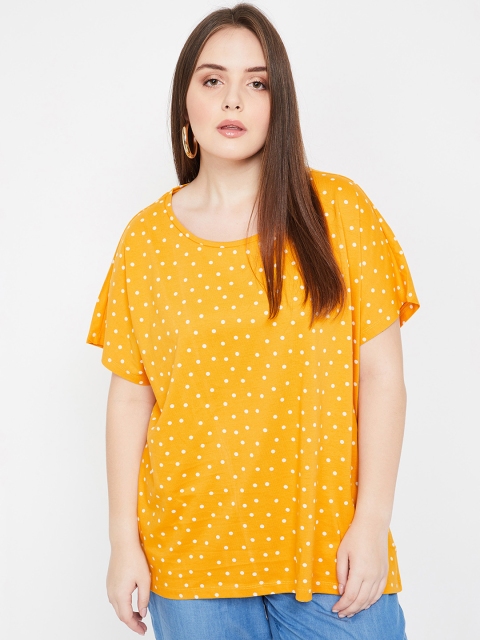 

nexus Plus Size Women Mustard Printed Top