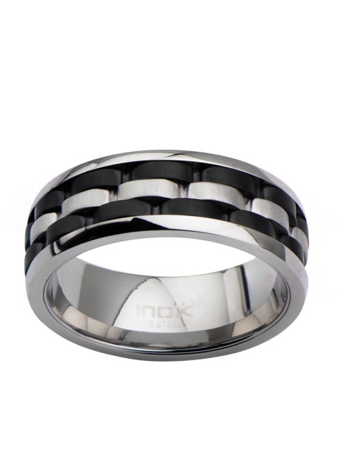 

Inox Jewelry Men Silver-Toned & Black Ring