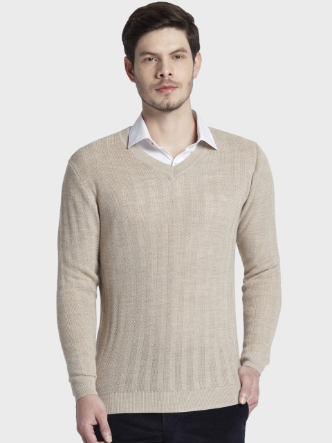 

ColorPlus Men Beige Self Design Sweater