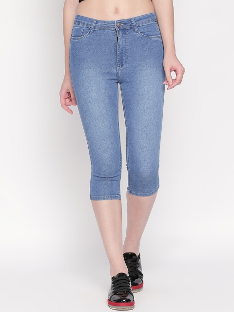 

fungus Women Blue Solid Slim Fit Denim Capris