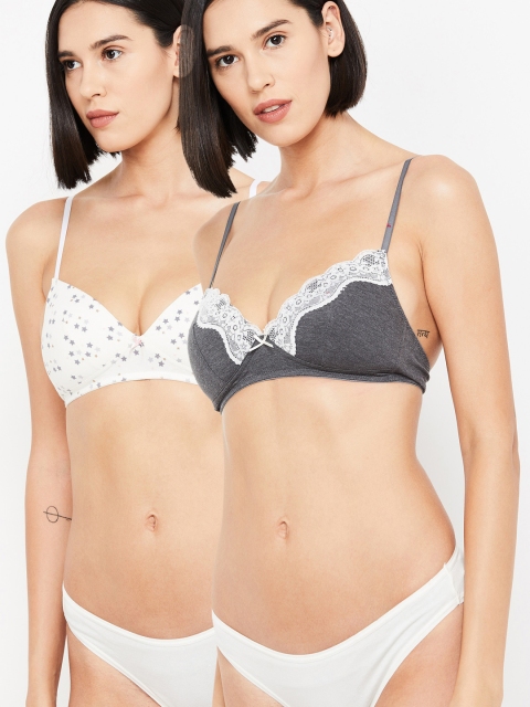 

Ginger by Lifestyle White Solid Non-Wired Non Padded Bralette Bra
