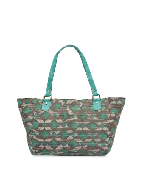 

Tarusa Green & Off-White Striped Shoulder Bag