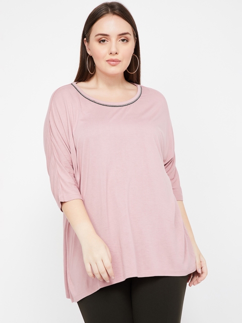 

nexus Plus Size Women Pink Solid Top
