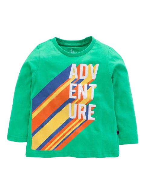 

KiddoPanti Boys Green Printed Round Neck T-shirt