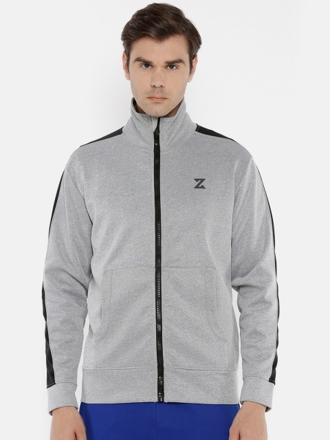 Azani Men Grey Solid Knitted Lightweight Sporty Jacket