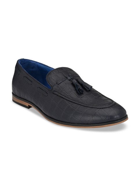 

San Frissco Men Navy Blue Lightweight Leather Loafers