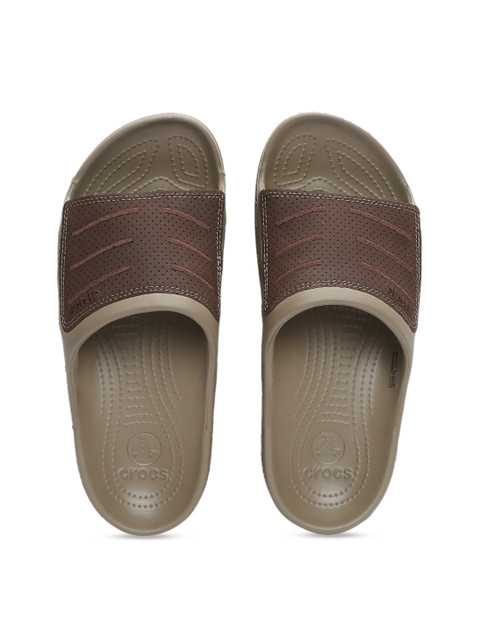 

Crocs Men Brown Solid Bogota Perforated Lightweight Sliders